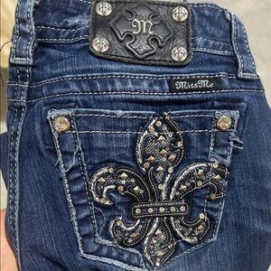 Miss Me Signature Bootcut Fleur-de-Lis Jeans, Size 29 x 32